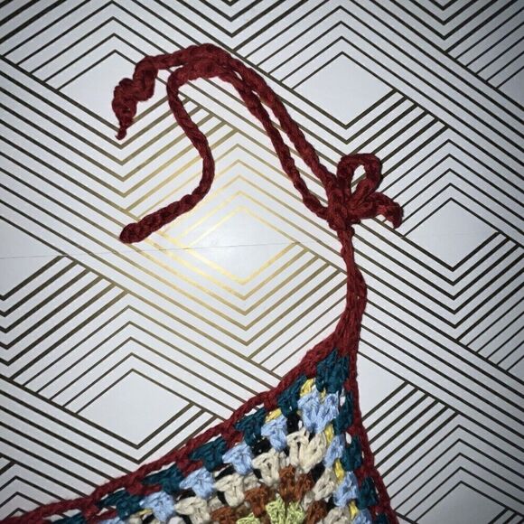 Women’s Swim Cover Up One Size Red Crochet Tassel Beach Mid Length Sexy - Picture 7 of 9